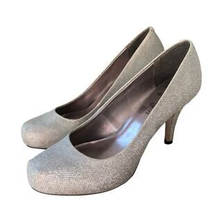 Madden Girl "Getta" Silver Glitter Stiletto Heel 9.5